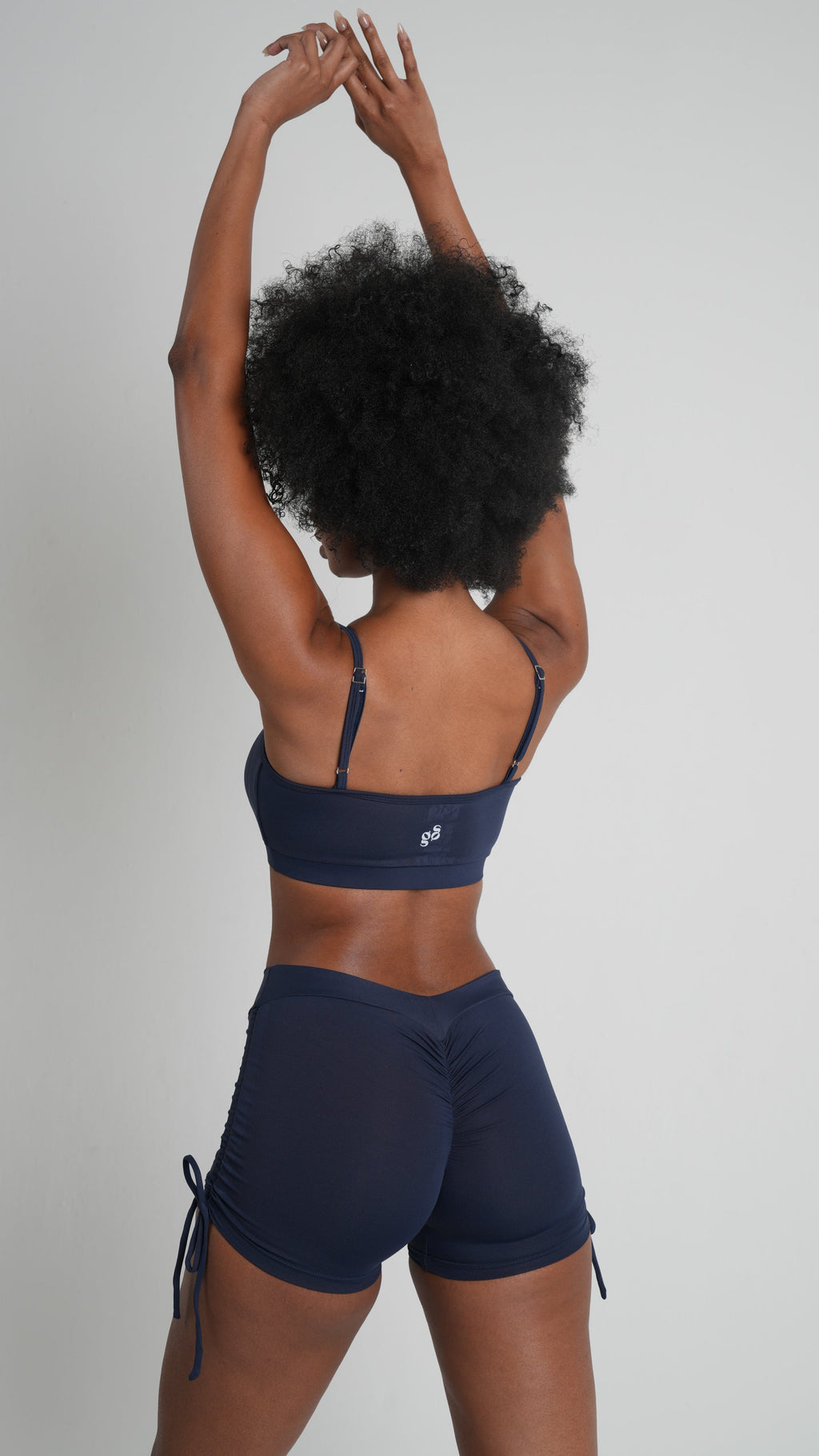 Brisa Scrunch "V" Shorts Navy Blue
