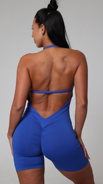 BRISA Halter One-Piece Short Ocean Blue