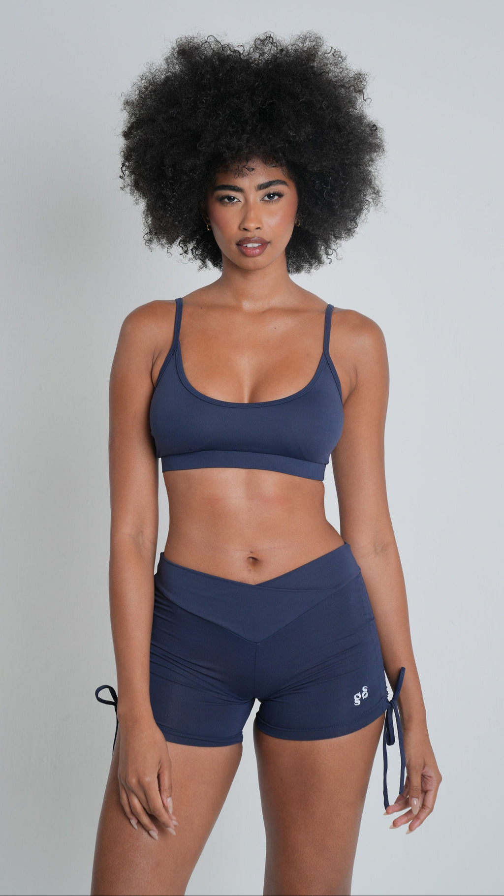 Brisa Scrunch "V" Shorts Navy Blue