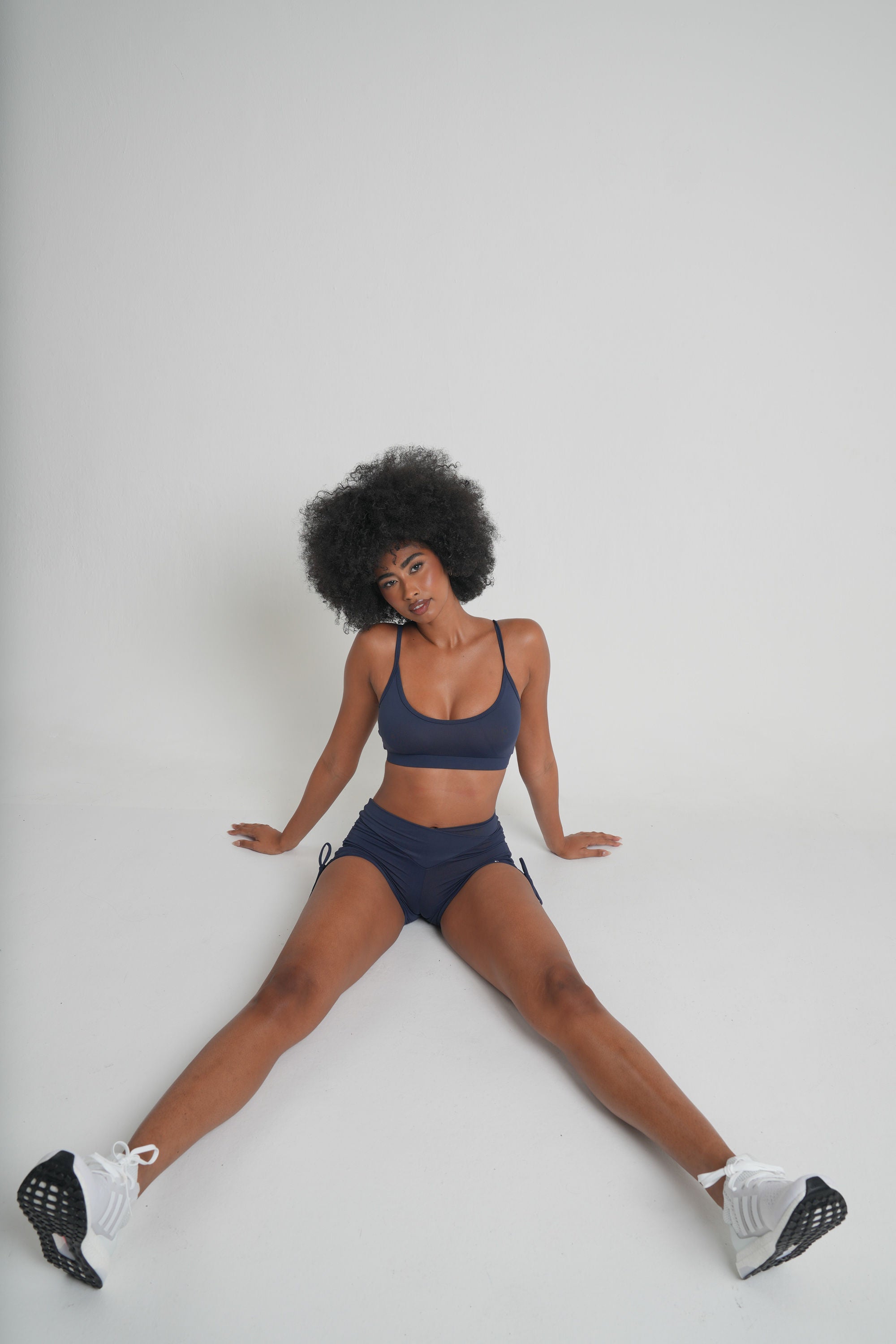 Brisa Scrunch "V" Shorts Navy Blue