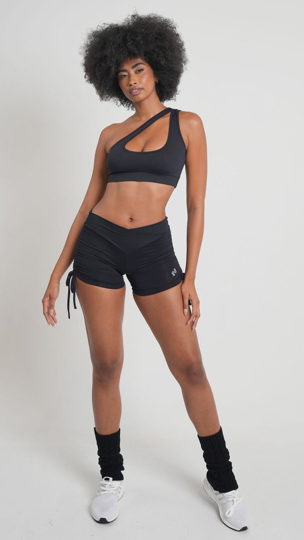 BRISA One-Shoulder Sports Bra Black