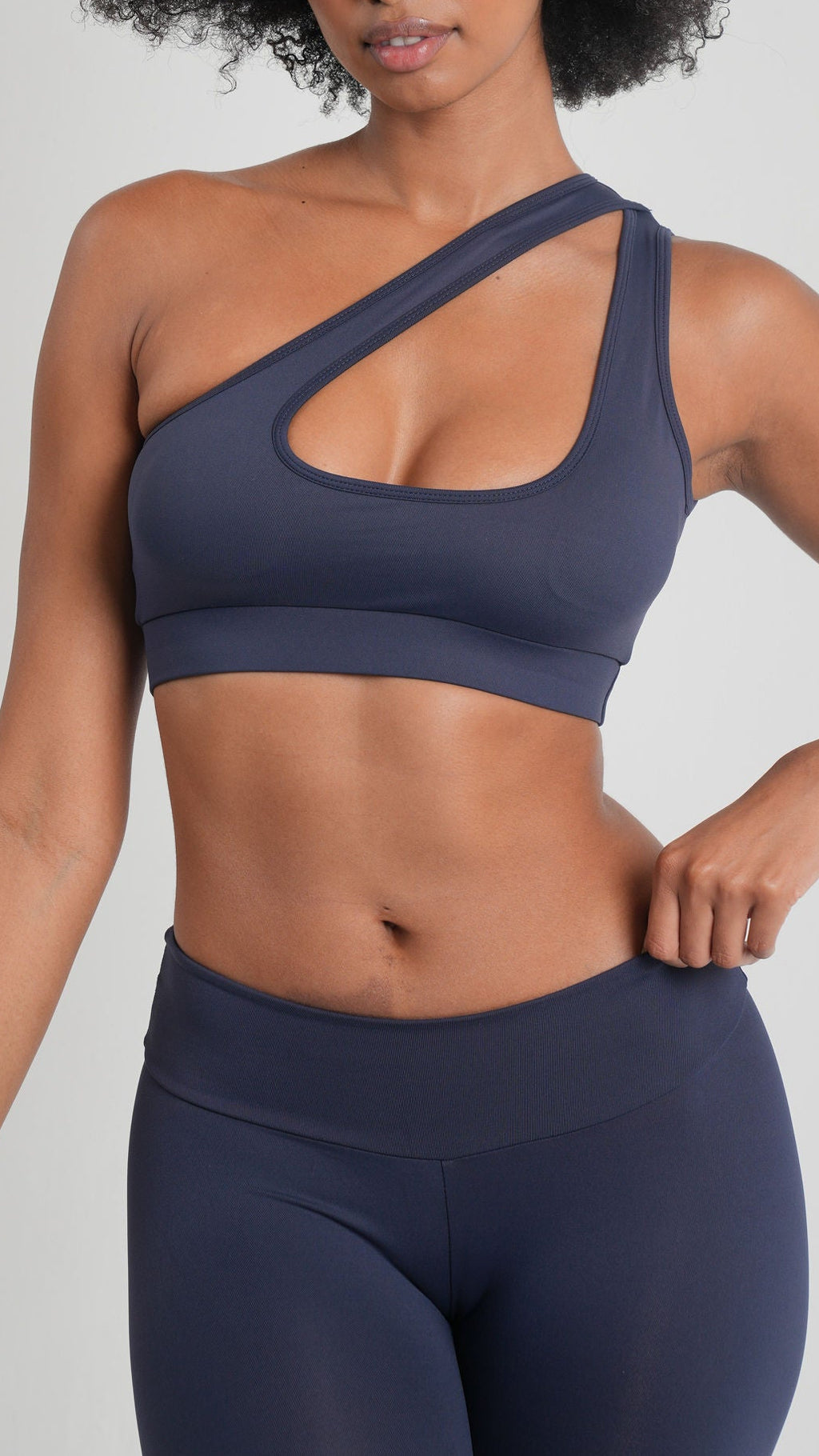BRISA One-Shoulder Sports Bra Navy Blue