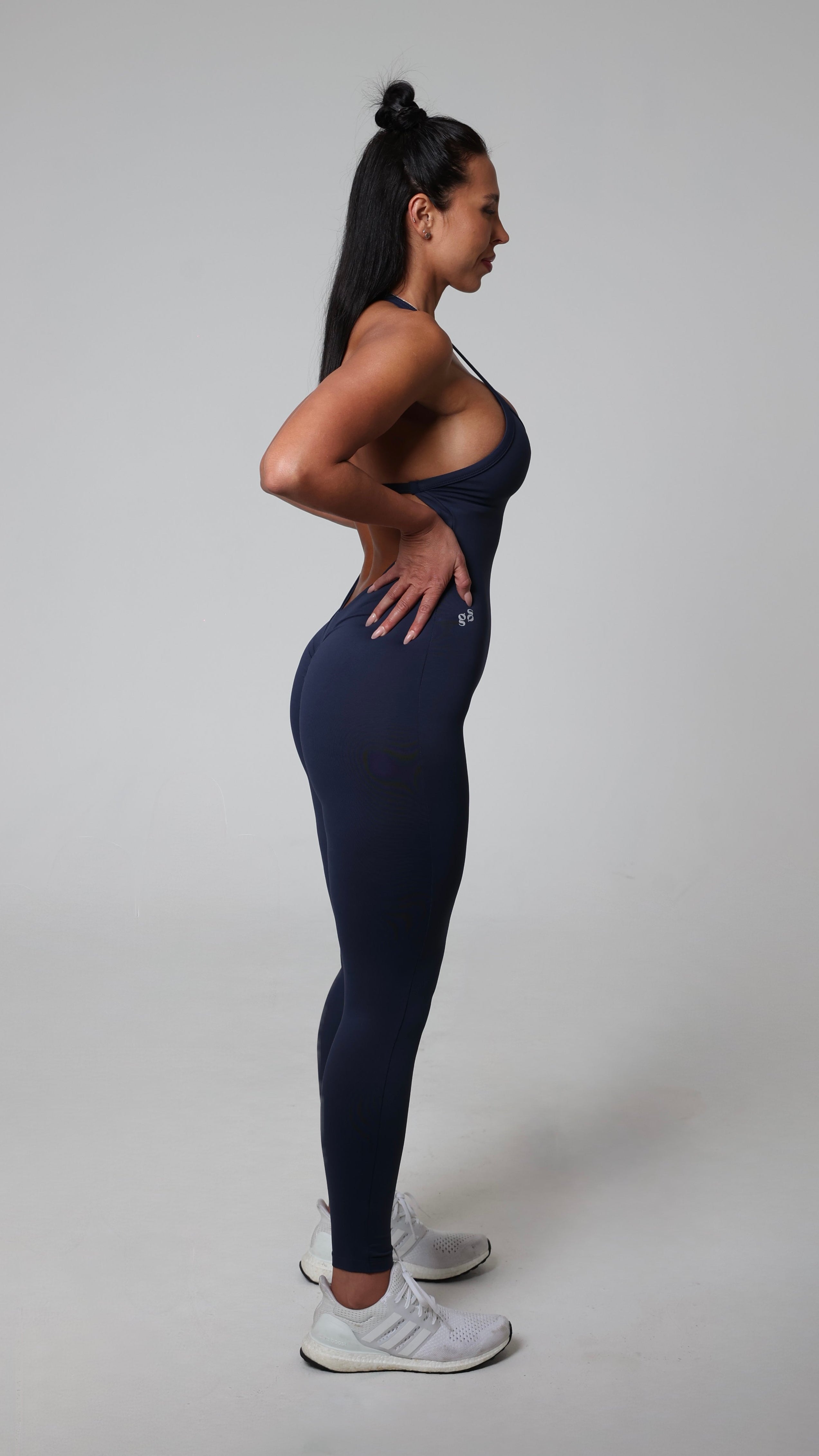 BRISA Halter One-Piece Long Navy Blue