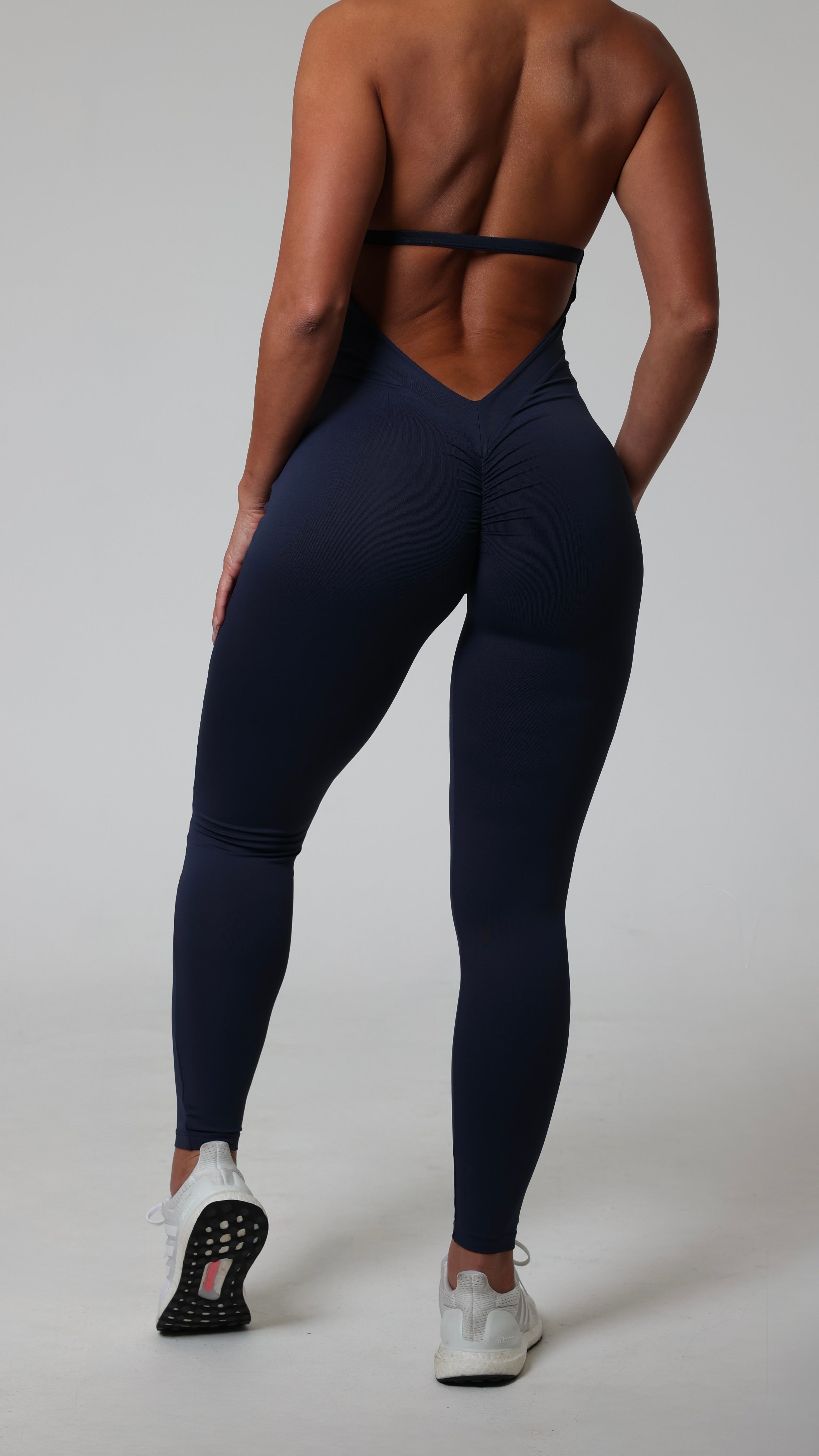 BRISA Halter One-Piece Long Navy Blue