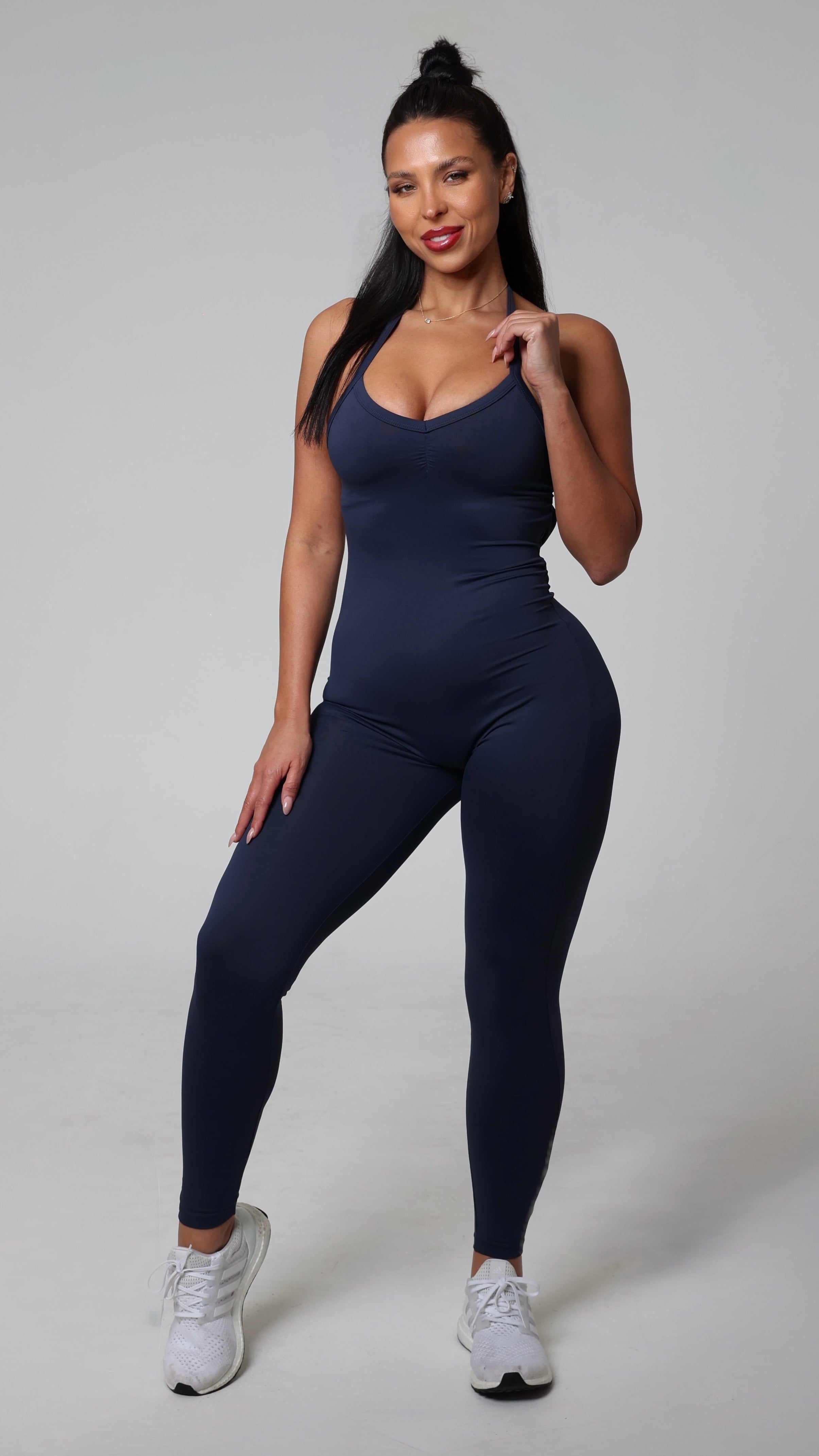 BRISA Halter One-Piece Long Navy Blue