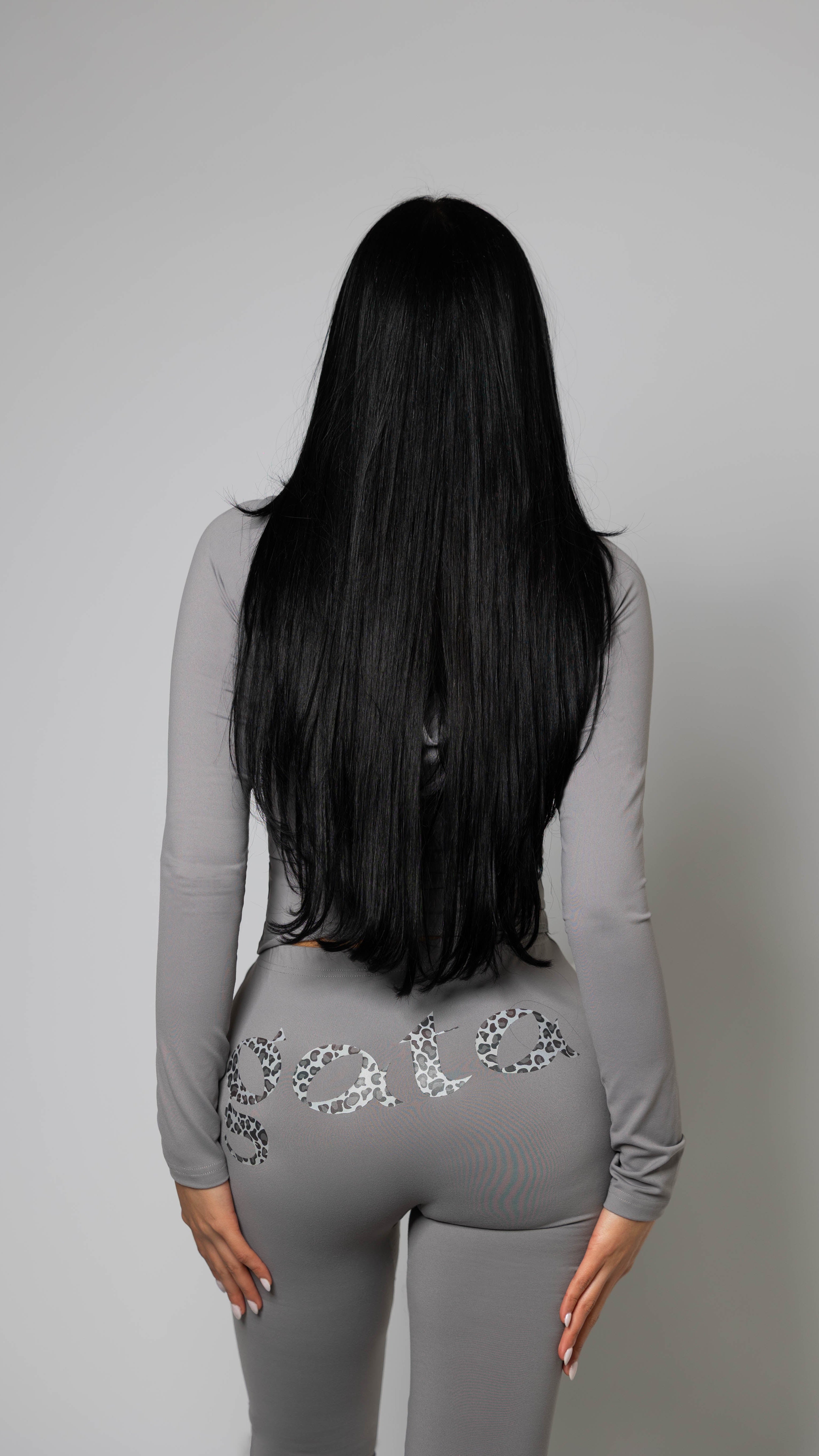 Gata Leopard Gray Bell-Bottom Pants