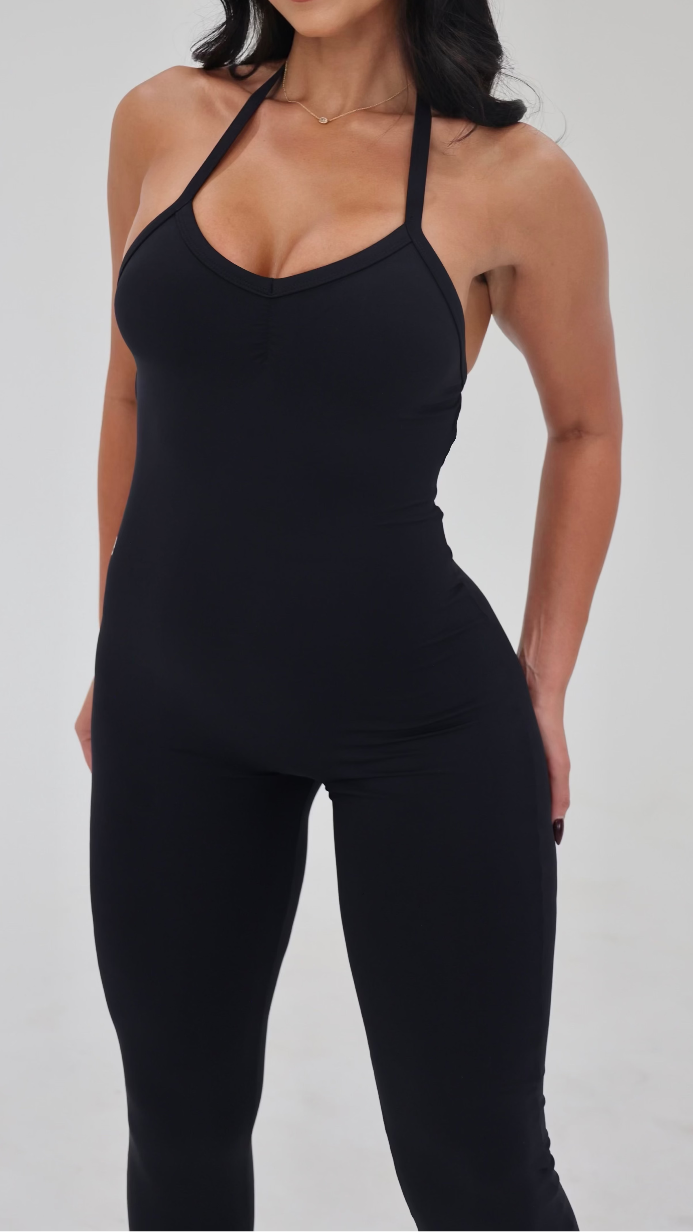 BRISA Halter One-Piece Long Black