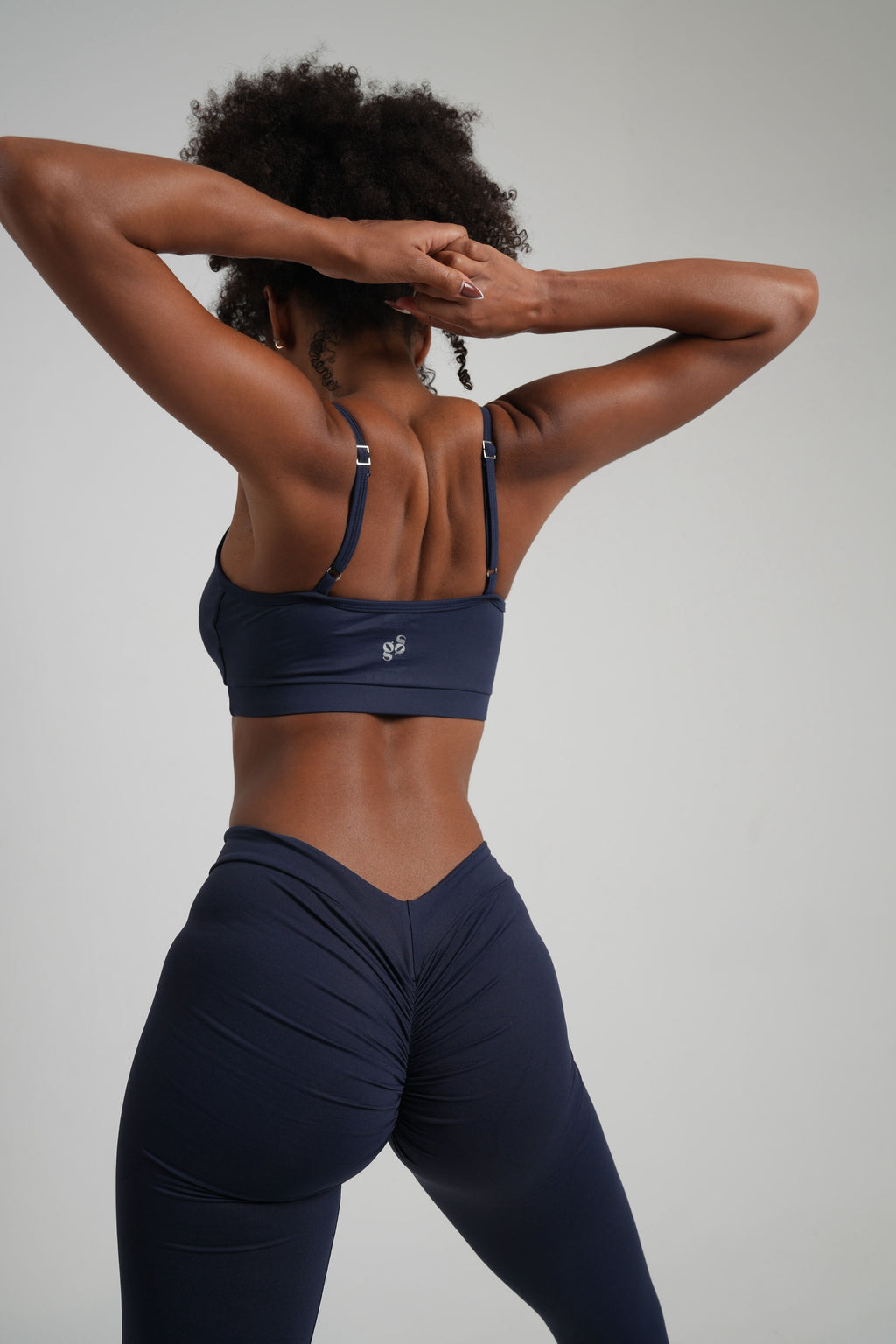 BRISA Mid Waist “V” Scrunch Butt Leggings Navy Blue