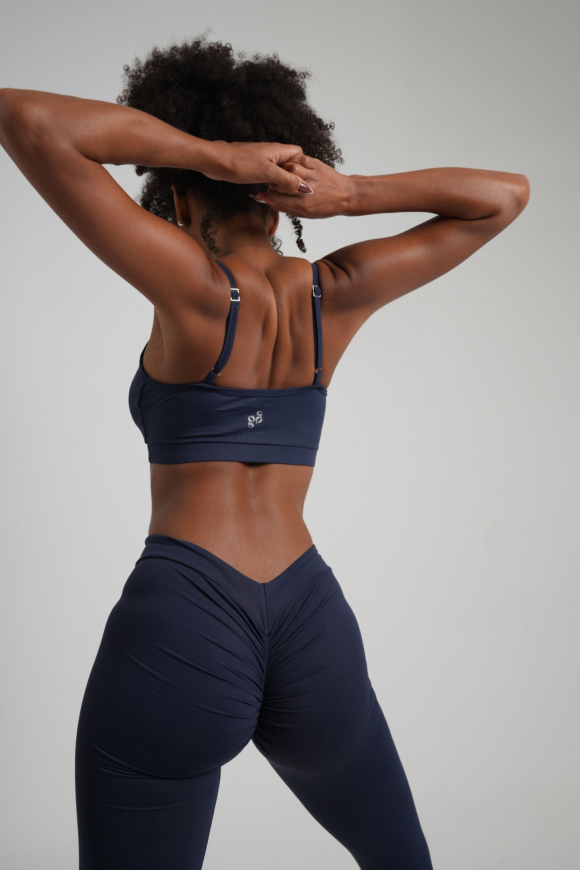 BRISA Mid Waist “V” Scrunch Butt Leggings Navy Blue